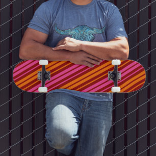 Red Orange Pink Vertical Stripes Design Skateboard