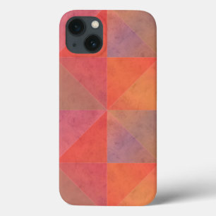 Red Orange Pink Watercolor Triangles Geometric Art iPhone 13 Case