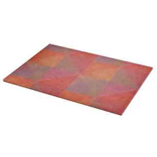 Red Orange Pink Watercolor Triangles Geometric Art Cutting Board
