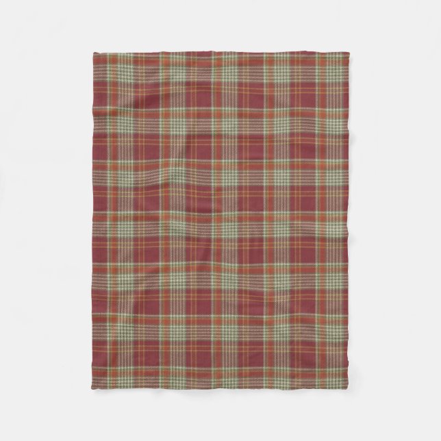 Red Orange Plaid Sand Fleece Blanket (Front)
