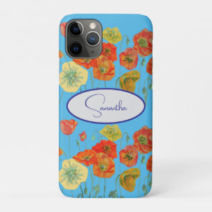 Red Orange Poppy Poppies floral Blue Girls Name iPhone 11 Pro Case