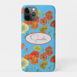 Red Orange Poppy Poppies floral Blue Girls Name iPhone 11 Pro Case