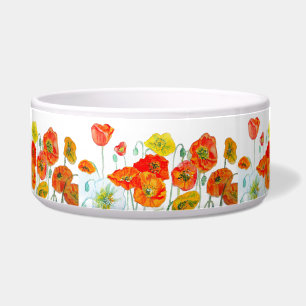 Red Orange Poppy Watercolour Flower Ribbon