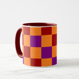 Red Orange Purple Checkered Pattern Design  Mug