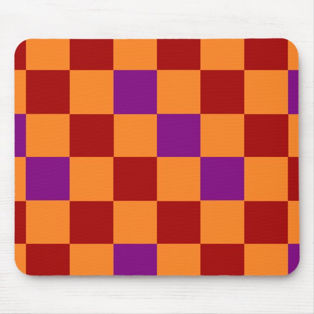 Red Orange Purple Chequered Pattern Design  Mouse Mat (Front)