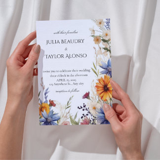 Red & Orange Rose Wedding Invite