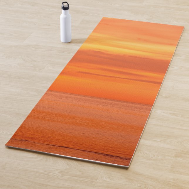 Red Orange Sea Sky Clouds Sunset Elegant Template Yoga Mat (In Situ)