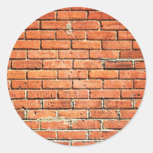 Red Orange Small Brick Wall Classic Round Sticker