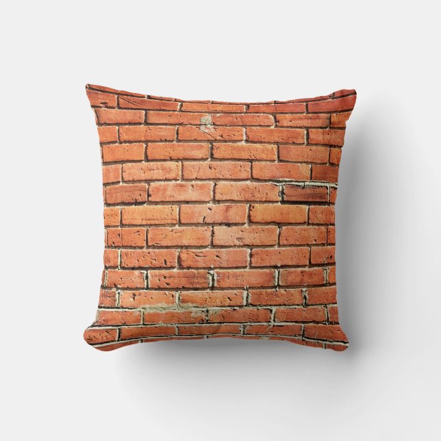 Red Orange Small Brick Wall Urban Cushion (Front)