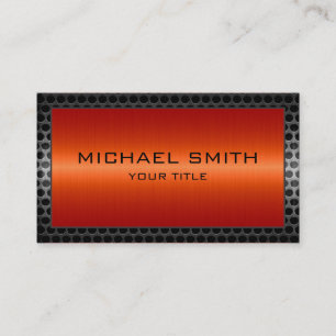 Red Orange Stainless Steel Modern Metal Border Business Card