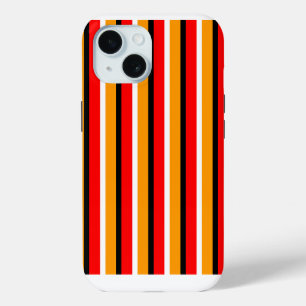 Red Orange Stripes Pattern Design iPhone 15 Case