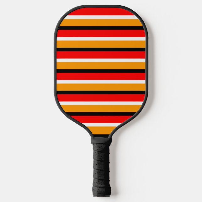 Red Orange Stripes Pattern Design Pickleball Paddle (Front)