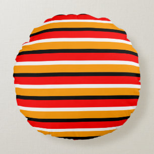 Red Orange Stripes Pattern Design Round Cushion