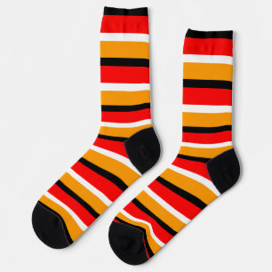 Red Orange Stripes Pattern Design Socks