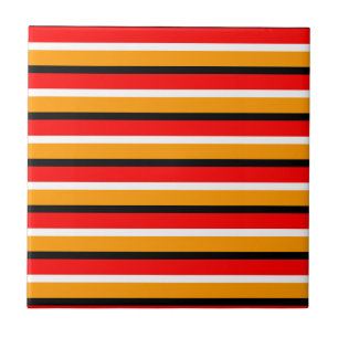 Red Orange Stripes Pattern Design Tile