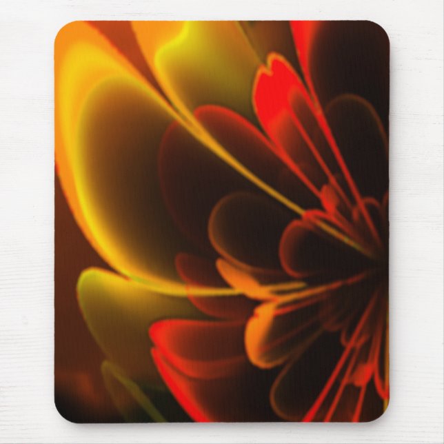 Red Orange Stylised Flower Half Corolla Mouse Mat (Front)