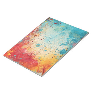 Red, Orange, Teal watercolor splashes journal page Notepad