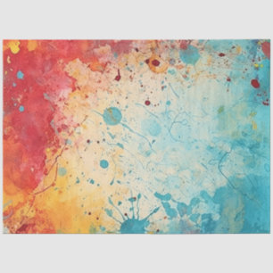 Red, Orange, Teal watercolor splashes journal page Tissue Paper