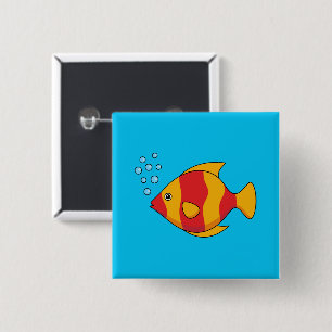 Red Orange Tropical Fish 15 Cm Square Badge
