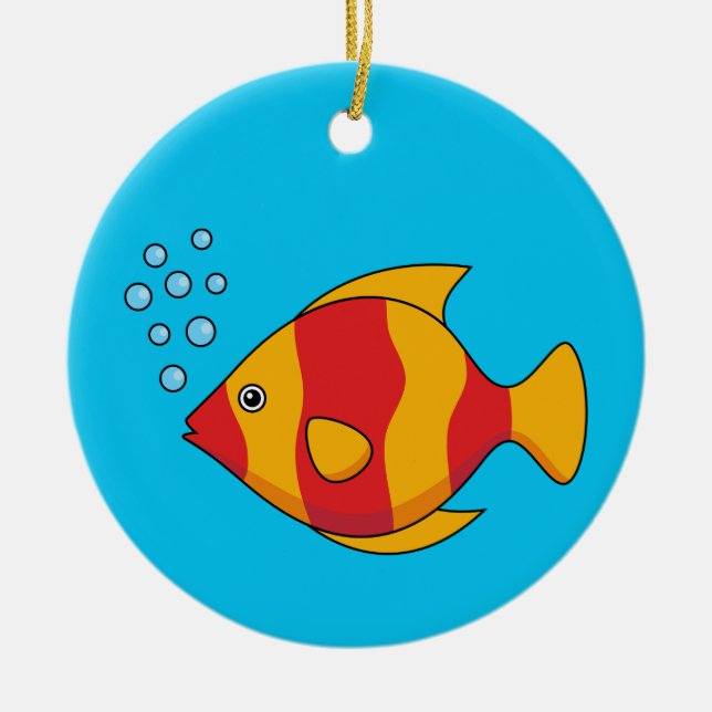 Red Orange Tropical Fish  Ceramic Tree Decoration (Front)