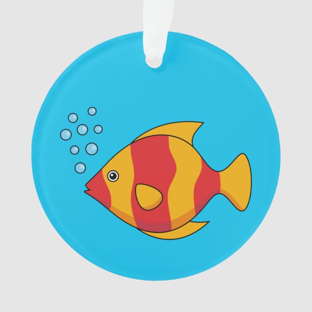 Red Orange Tropical Fish  Ornament (Front)