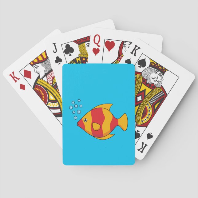Red Orange Tropical Fish  Playing Cards (Back)