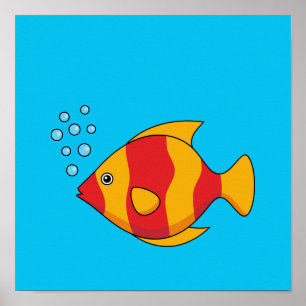 Red Orange Tropical Fish  Poster