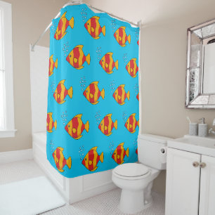 Red Orange Tropical Fish Shower Curtain