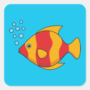 Red Orange Tropical Fish  Square Sticker