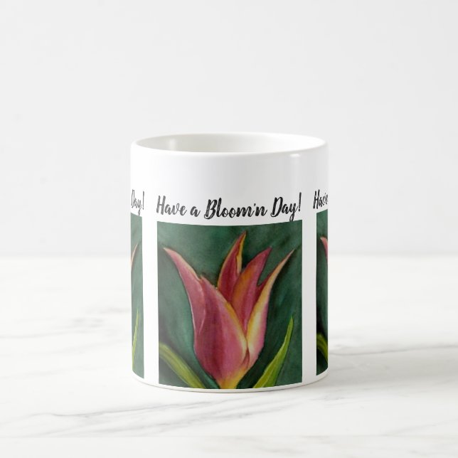 Red Orange Tulip Watercolor Flower Coffee Mug (Center)
