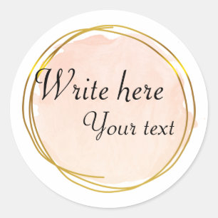 Red Orange Watercolour Circle Gold Elegant   Classic Round Sticker