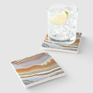 Red Orange White Black Blue Gold Agate Geode Stone Coaster