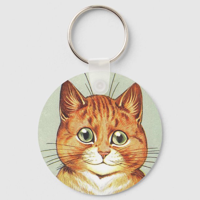 Red Orange & White Cat, Louis Wain Key Ring (Front)