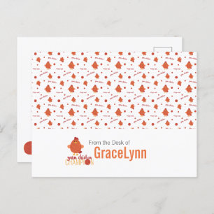 Red & Orange Yarn Chicken Champion Postcard