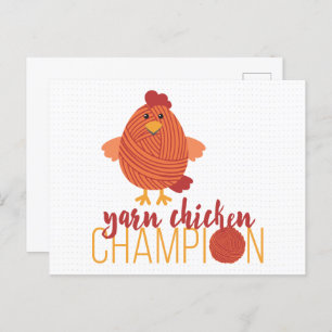 Red & Orange Yarn Chicken Champion Postcard