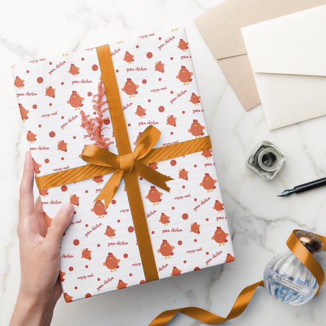 Red & Orange Yarn Chicken Champion Wrapping Paper (Creator Uploaded)