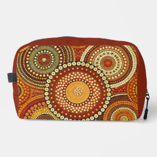 RED ORANGE YELLOW ABORIGINAL TRIBAL PATTERNS DOPP KIT