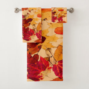 Red Orange Yellow Autumn Foliage Bath Towels