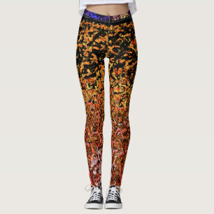 Red, Orange, Yellow, Black Pattern Leggings