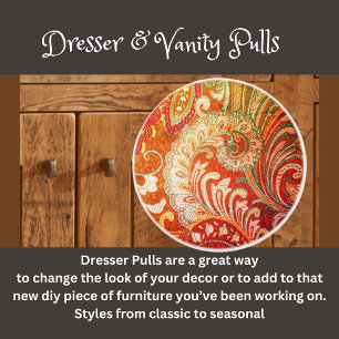 Red Orange Yellow Brocade Ceramic Knob