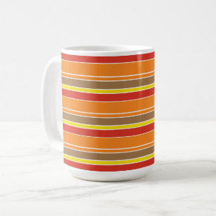 RED ORANGE YELLOW BROWN STRIPES AUTUMN COFFEE MUG