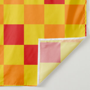 Red Orange Yellow Checkered Pattern Design Fabric