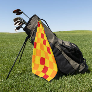 Red Orange Yellow Checkered Pattern Design Golf Towel