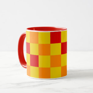 Red Orange Yellow Checkered Pattern Design Mug