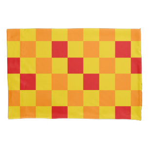 Red Orange Yellow Checkered Pattern Design  Pillowcase