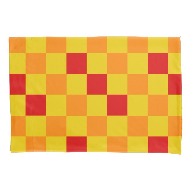Red Orange Yellow Checkered Pattern Design  Pillowcase (Front)
