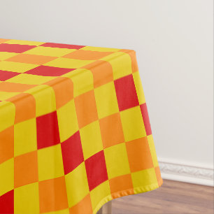 Red Orange Yellow Checkered Pattern Design  Tablecloth