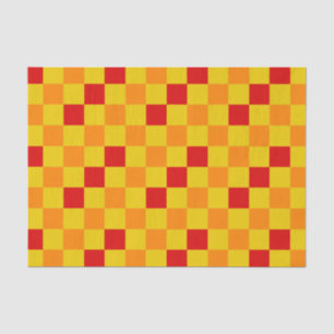 Red Orange Yellow Checkered Pattern Design Tissue Paper