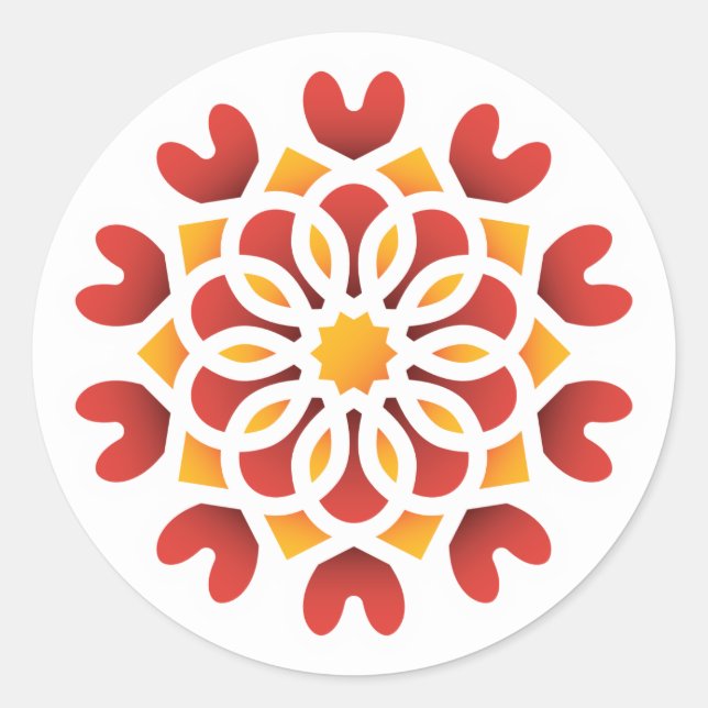 Red Orange Yellow Flower Arabian Night Quinceañera Classic Round Sticker (Front)