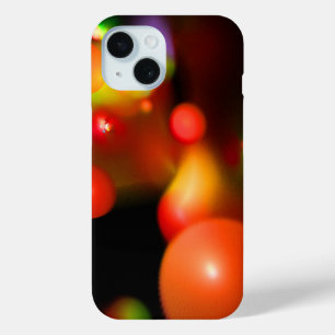RED ORANGE YELLOW FRACTAL BUBBLES IN BLACK iPhone 15 CASE